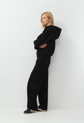 Cozy Sweatfleece Perfect Zip Hoodie - BLACK