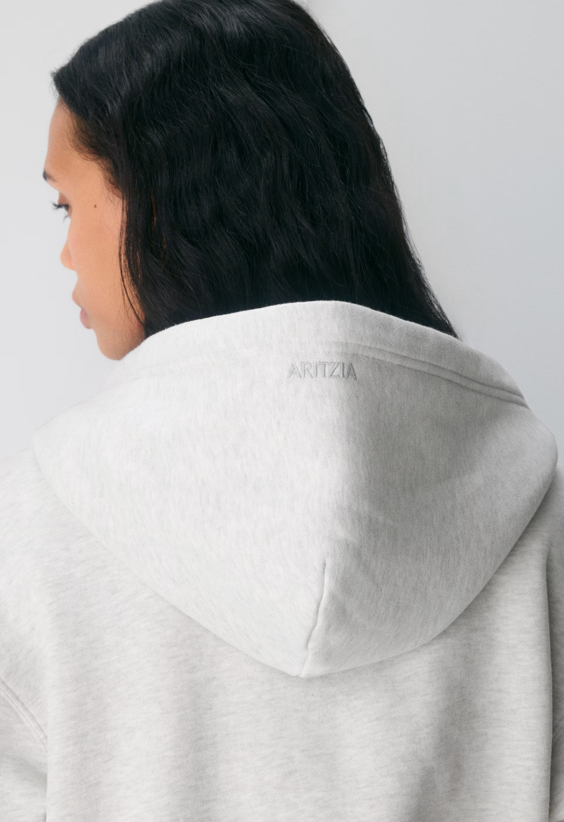 Cozy Sweatfleece Perfect Zip Hoodie - HEATHER CLOUD WHITE