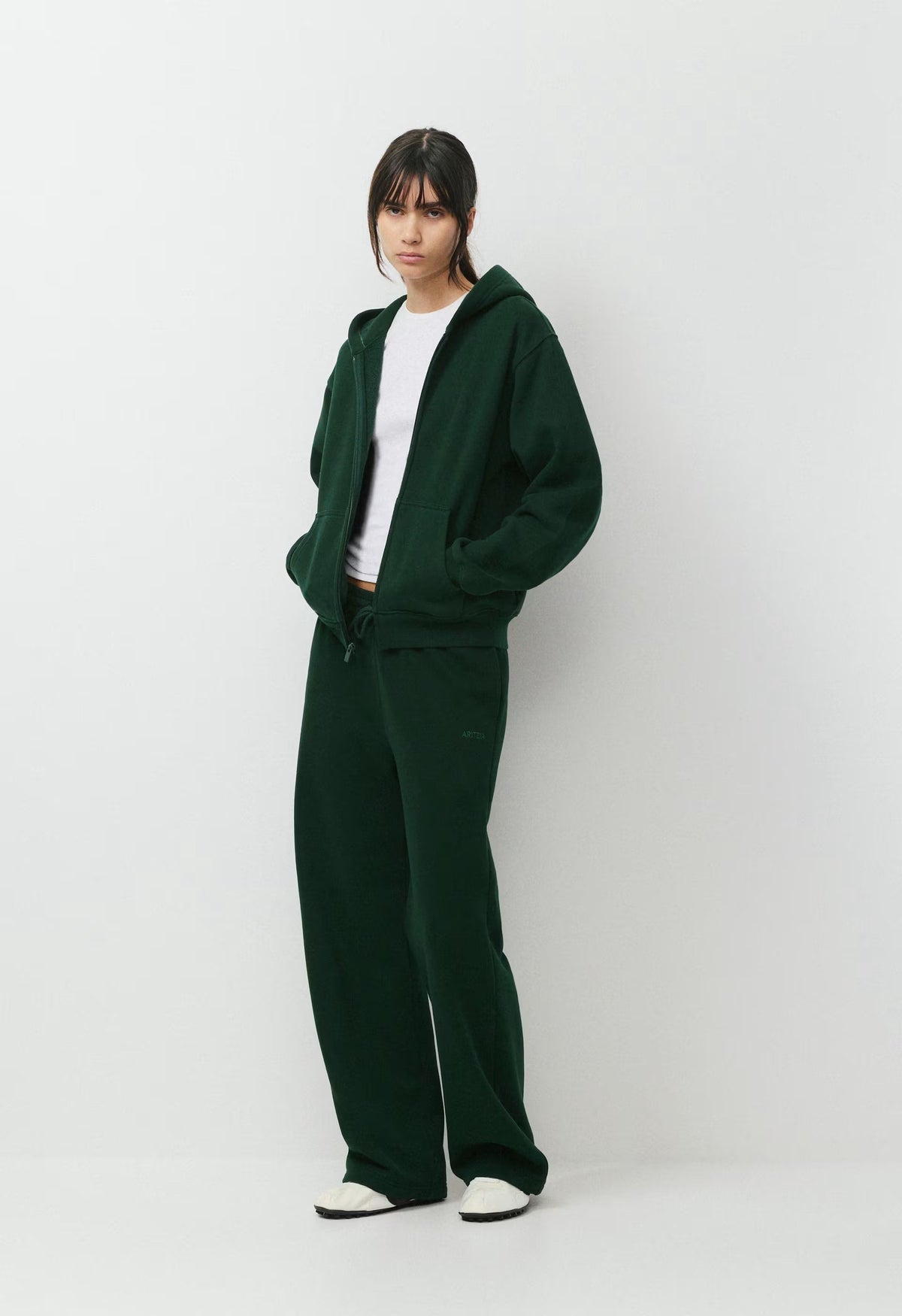 Cozy Sweatfleece Perfect Zip Hoodie - FIGTREE GREEN