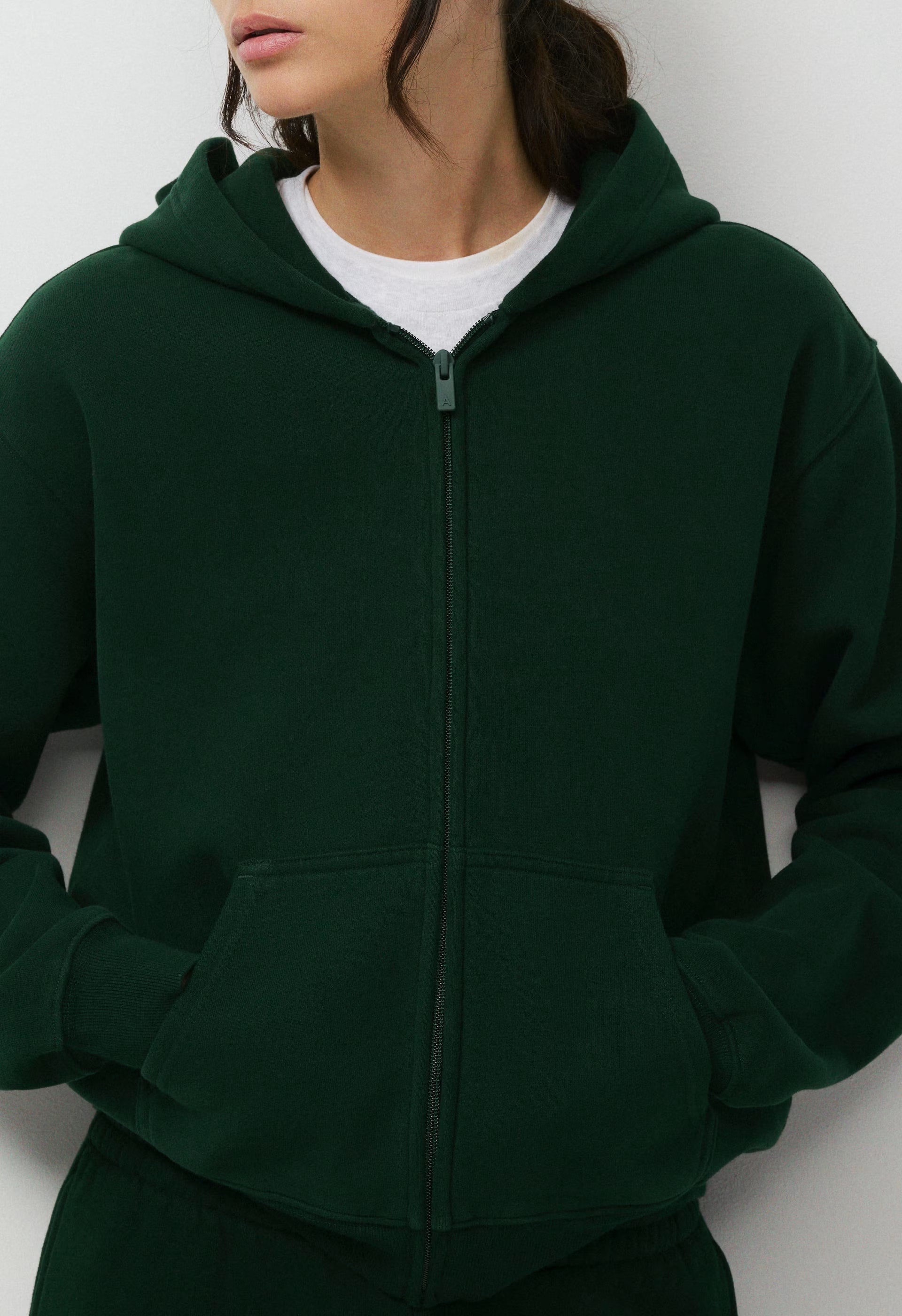 Cozy Sweatfleece Perfect Zip Hoodie - FIGTREE GREEN