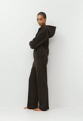 Cozy Sweatfleece Perfect Zip Hoodie - CACAO NIB BROWN