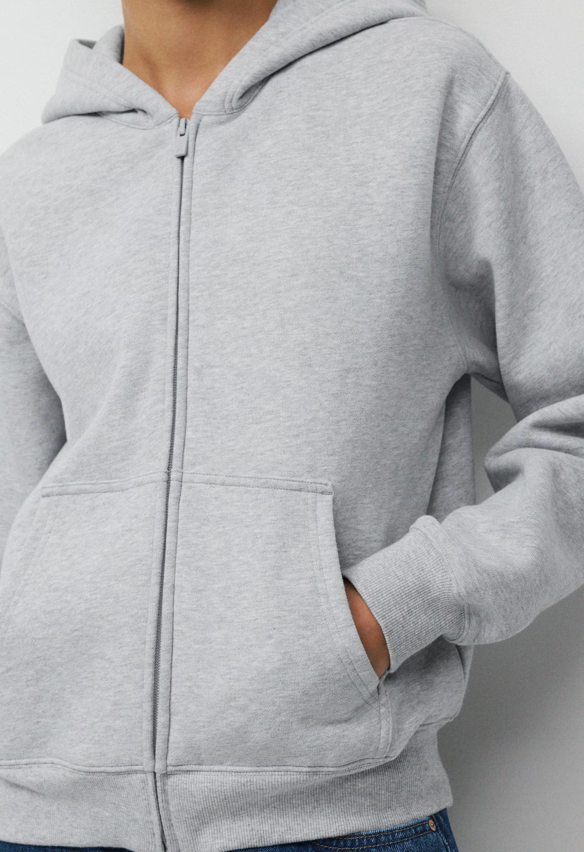 Cozy Sweatfleece Perfect Zip Hoodie - HEATHER CHROME