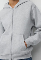 Cozy Sweatfleece Perfect Zip Hoodie - HEATHER CHROME