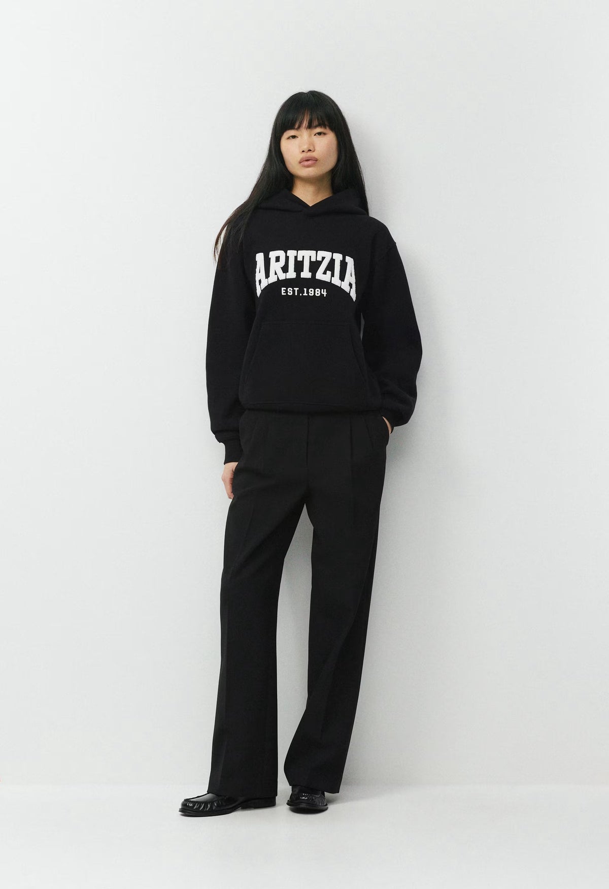 Cozy Sweatfleece Perfect Hoodie - BLACK/LIGHT BIRCH
