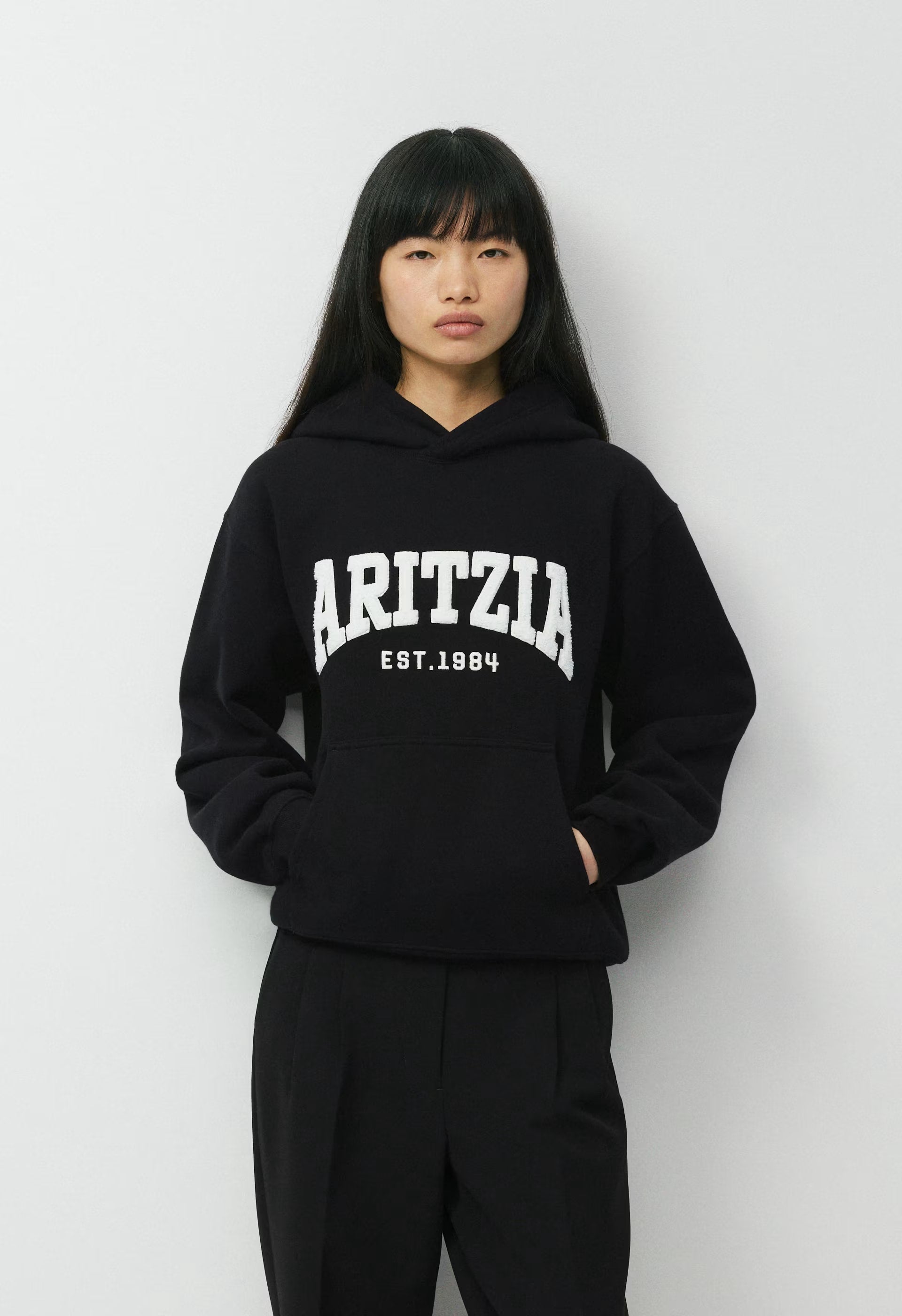 Cozy Sweatfleece Perfect Hoodie - BLACK/LIGHT BIRCH