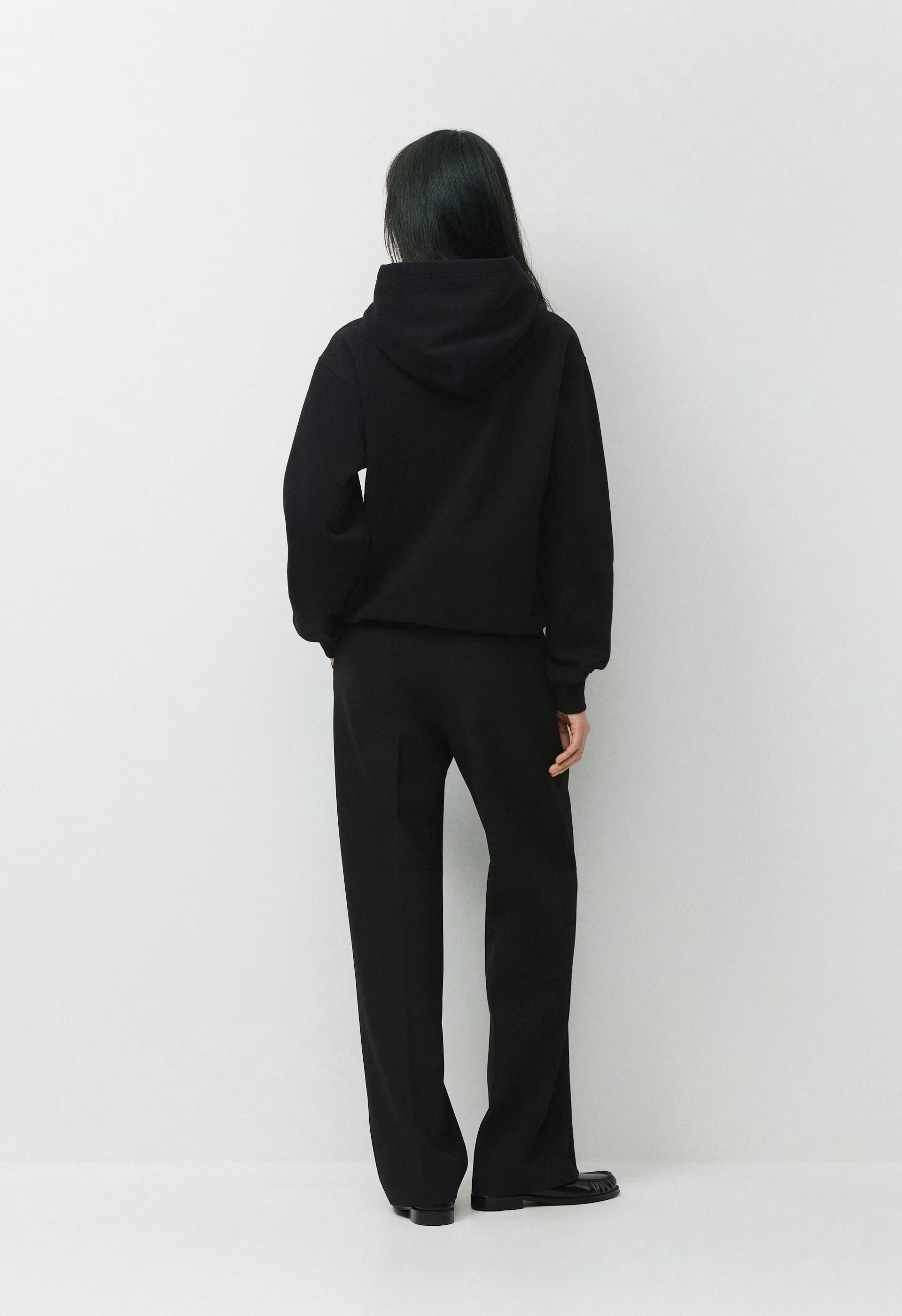 Cozy Sweatfleece Perfect Hoodie - BLACK/LIGHT BIRCH