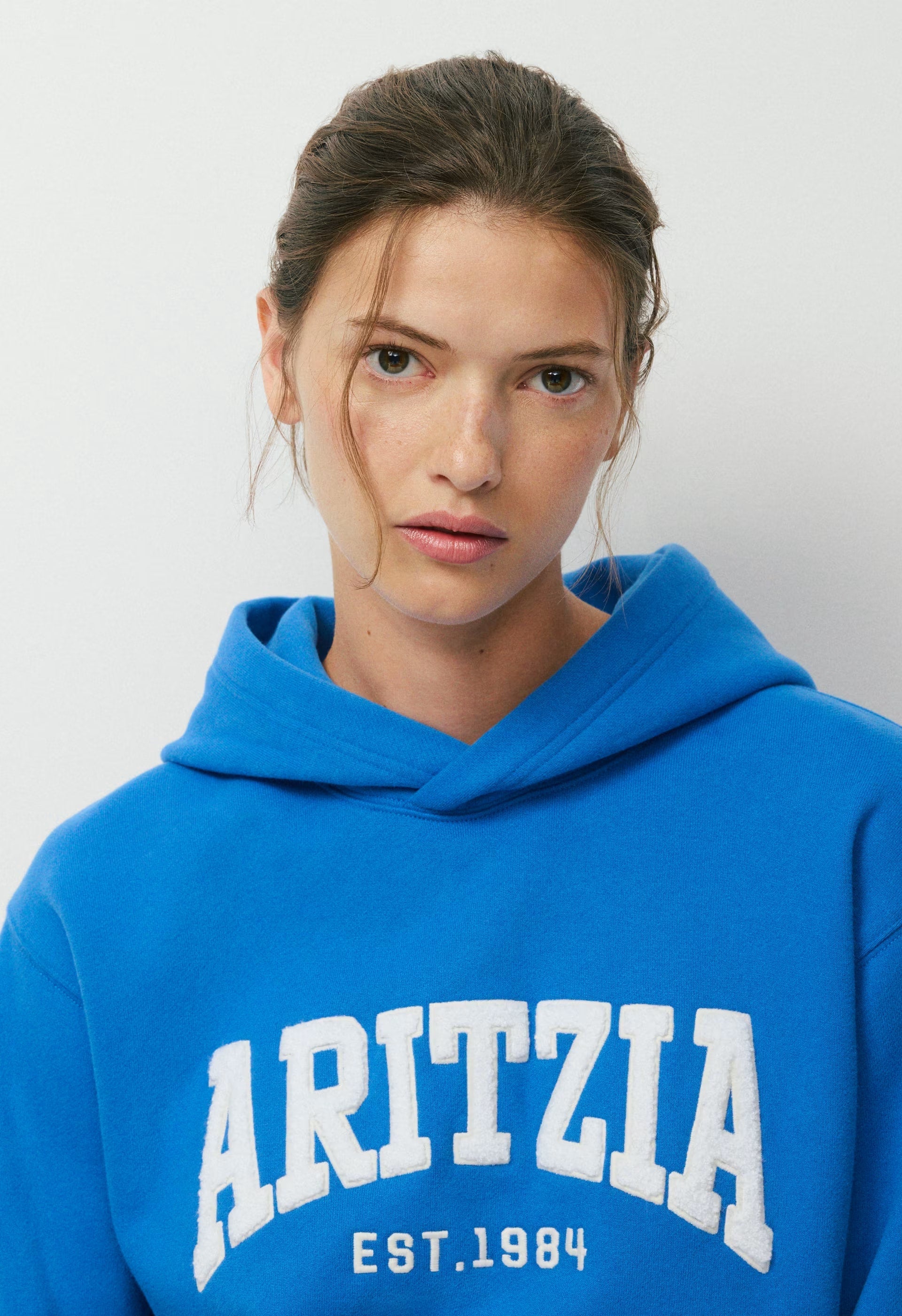 Cozy Sweatfleece Perfect Hoodie - LAZULI BLUE/LT BIRCH