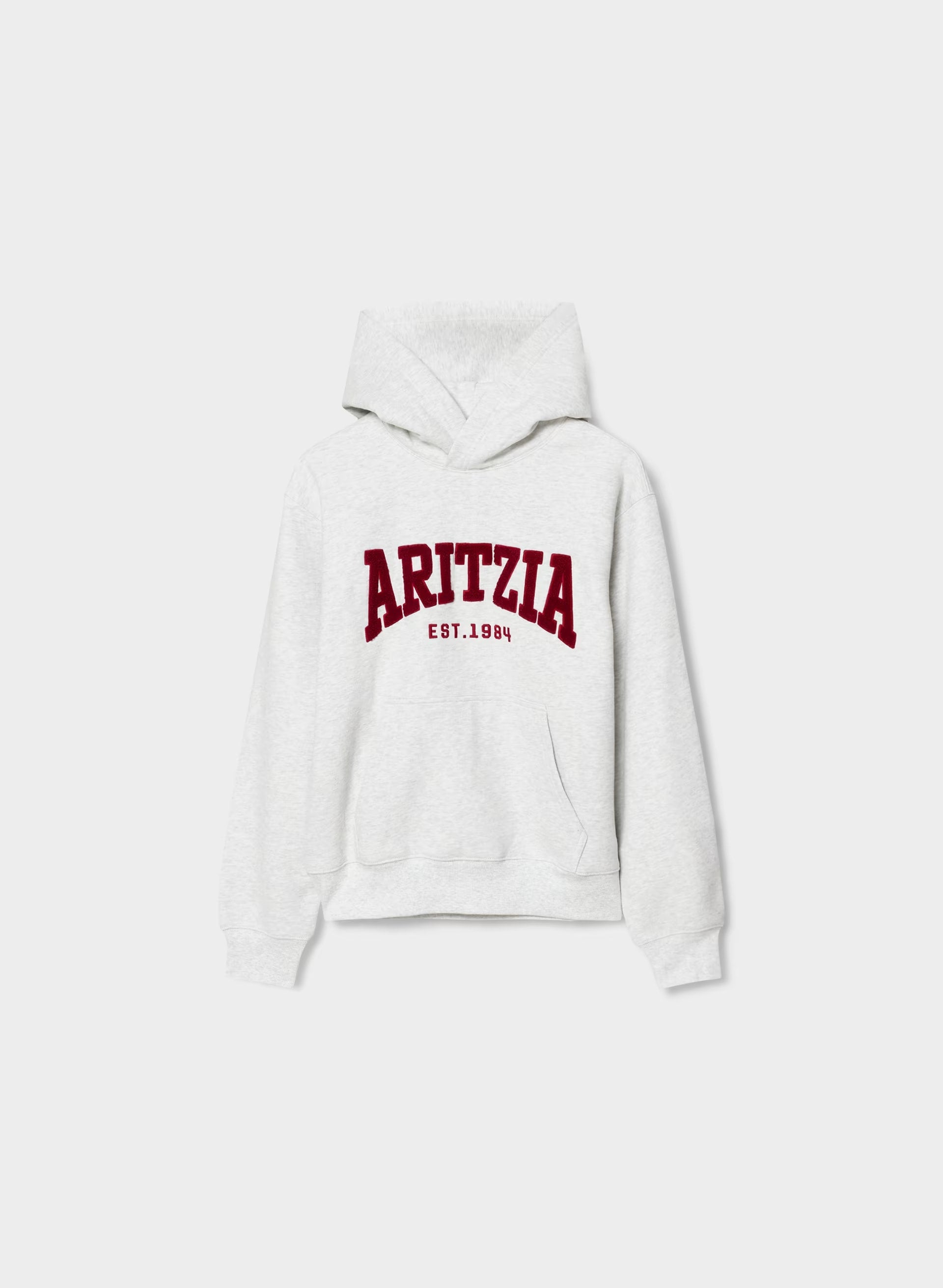 Cozy Sweatfleece Perfect Hoodie - HTR CLD WHITE/VSTY RED