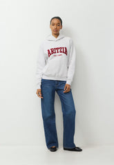 Cozy Sweatfleece Perfect Hoodie - HTR CLD WHITE/VSTY RED