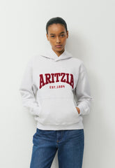 Cozy Sweatfleece Perfect Hoodie - HTR CLD WHITE/VSTY RED