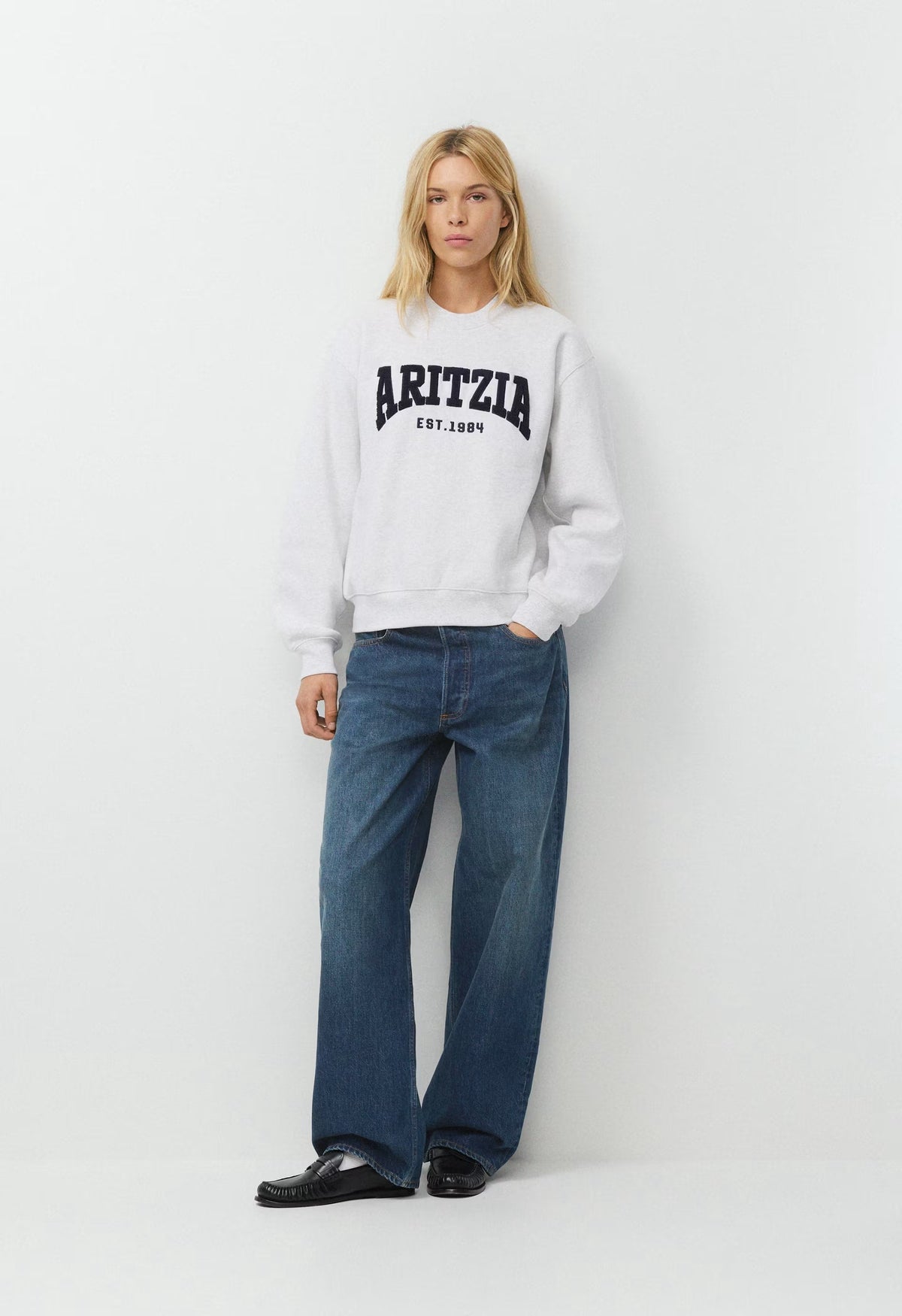 Cozy Sweatfleece Perfect Crew Sweatshirt - H. CLD WHTE/ADMIRAL