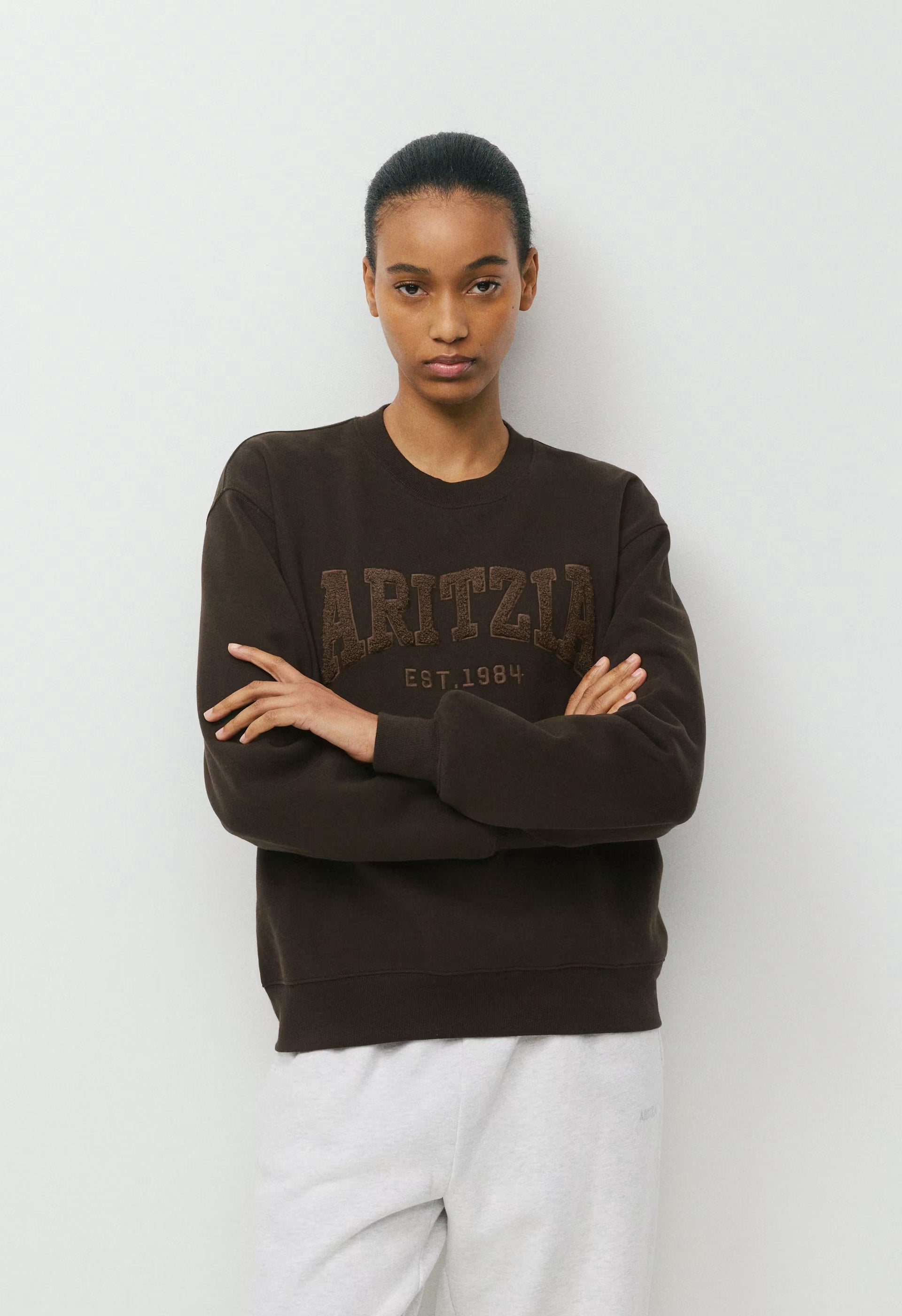 Cozy Sweatfleece Perfect Crew Sweatshirt - LAZULI BLUE/LT BIRCH