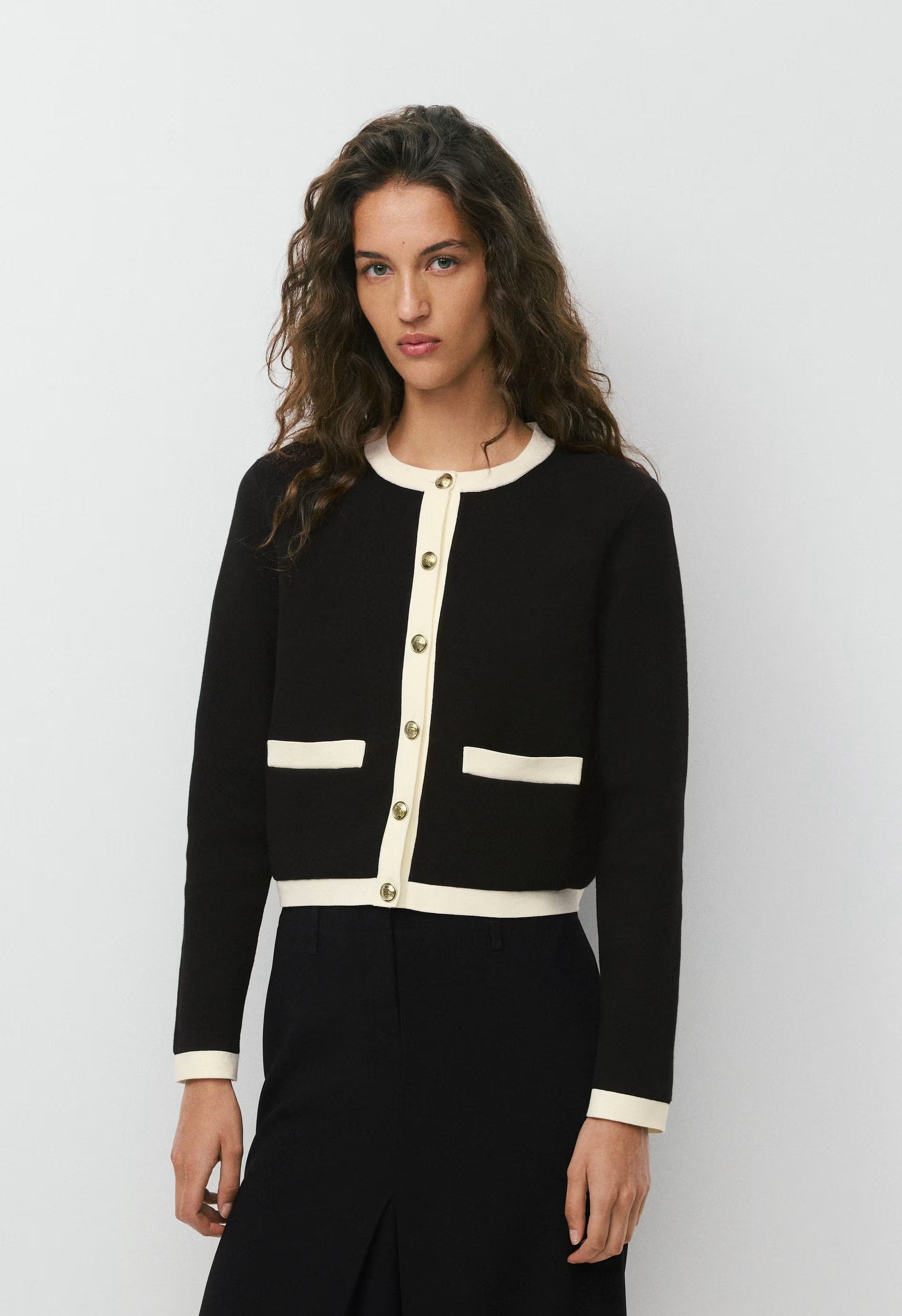 Approach Cardigan - Wonder Yarn - BLACK/LIGHT BIRCH