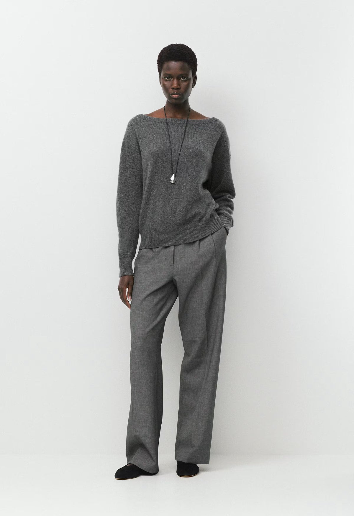 Essential Cashmere Nuance Sweater - SPECKLED CHARCOAL