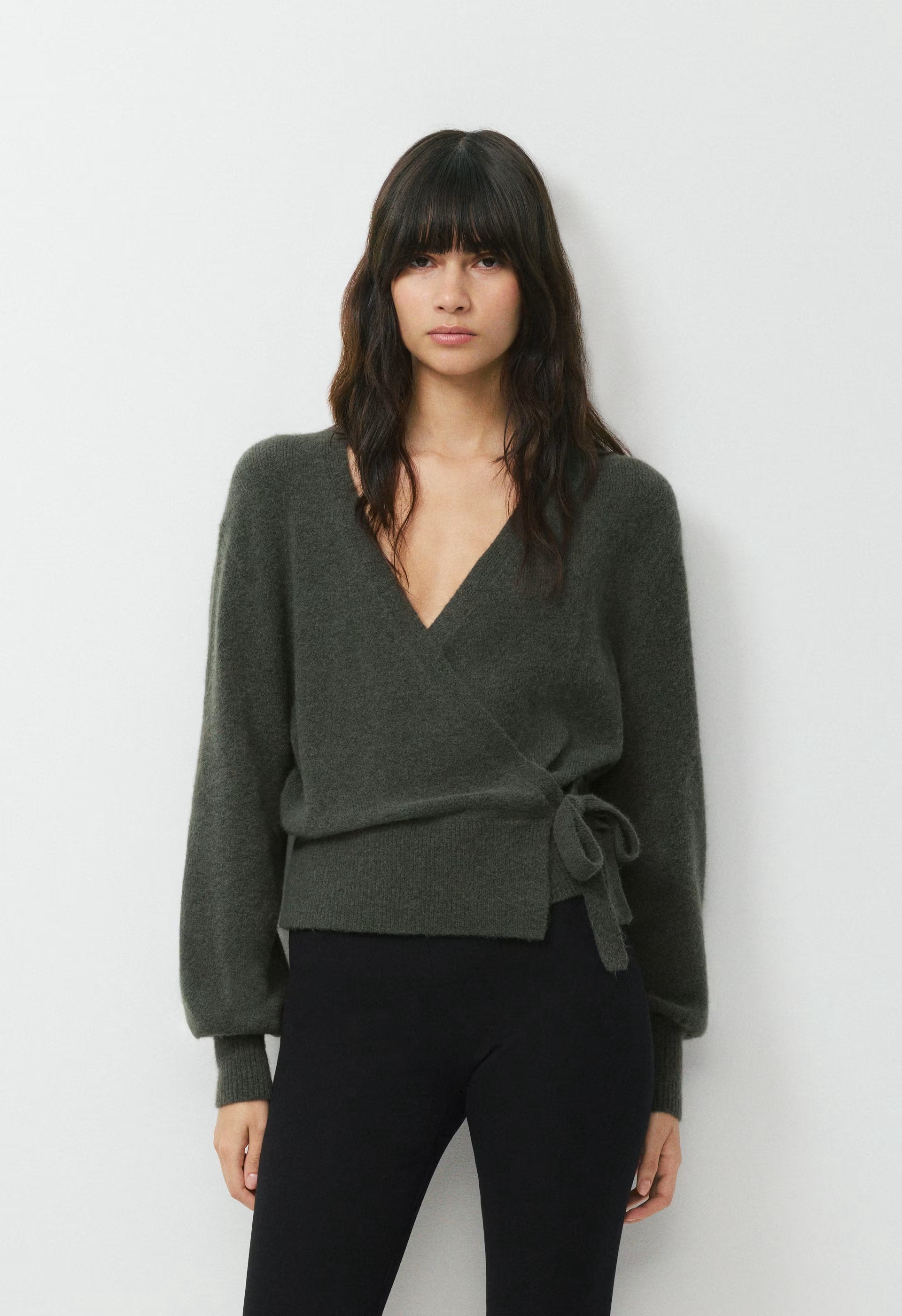 SoftSpoke™ Cassidy Wrap Sweater - FLINT GREEN