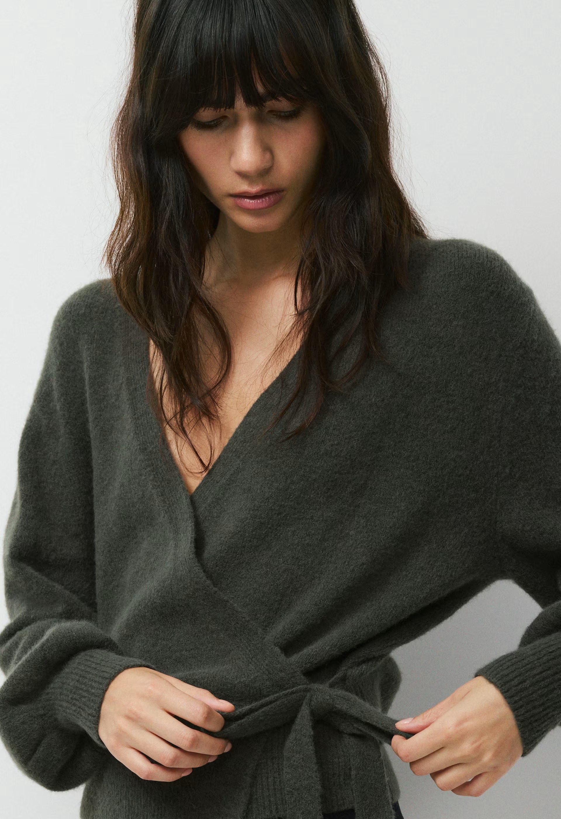 SoftSpoke™ Cassidy Wrap Sweater - FLINT GREEN