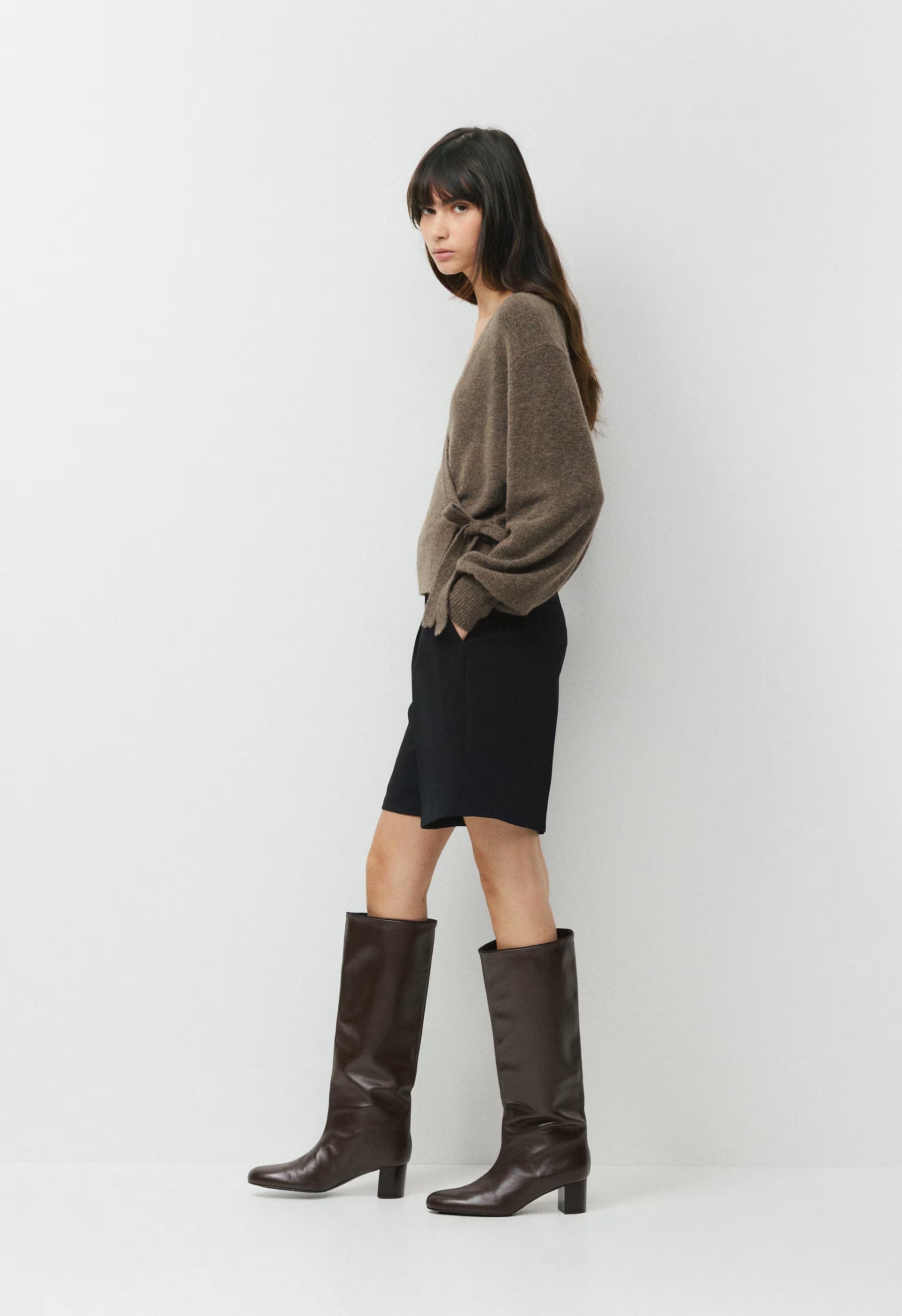 SoftSpoke™ Cassidy Wrap Sweater - HEATHER DARK CHOCOLATE