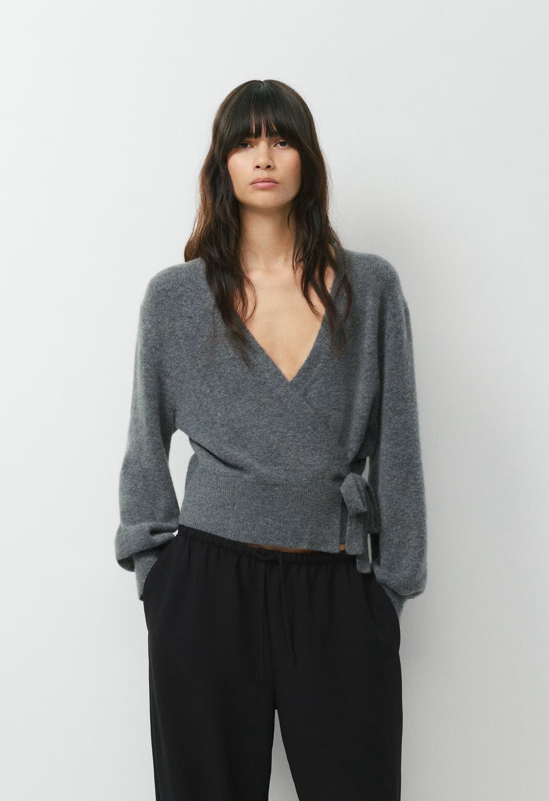 SoftSpoke™ Cassidy Wrap Sweater - HEATHER DARK GREY