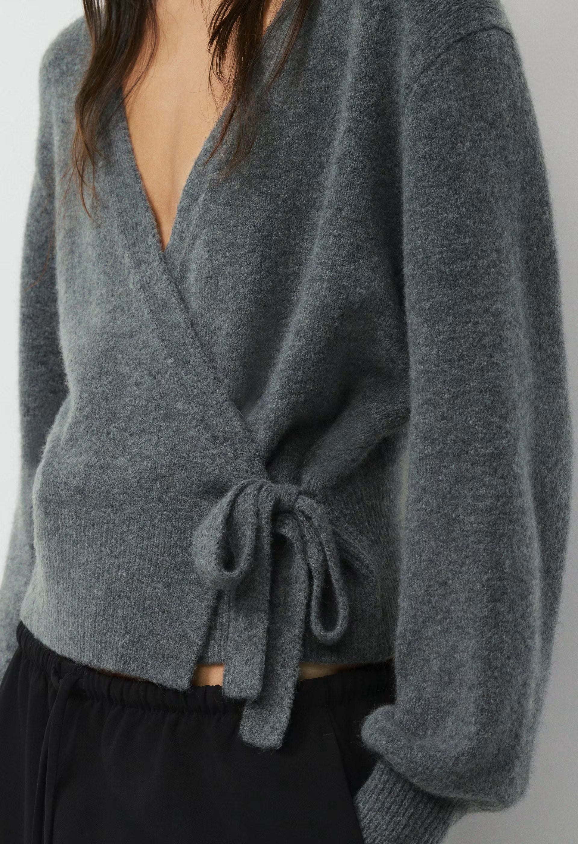 SoftSpoke™ Cassidy Wrap Sweater - HEATHER DARK GREY
