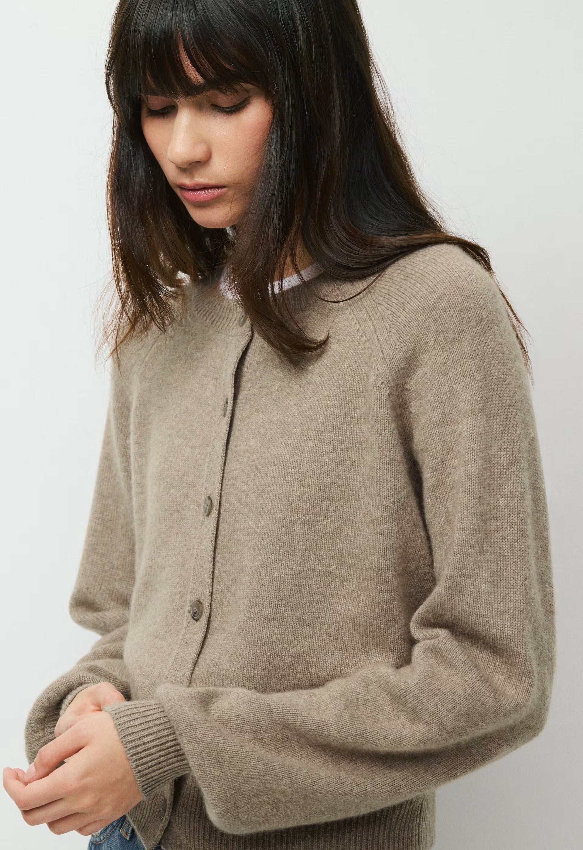 Essential Wool Cashmere London Cardigan - HEATHER NOMAD TAUPE