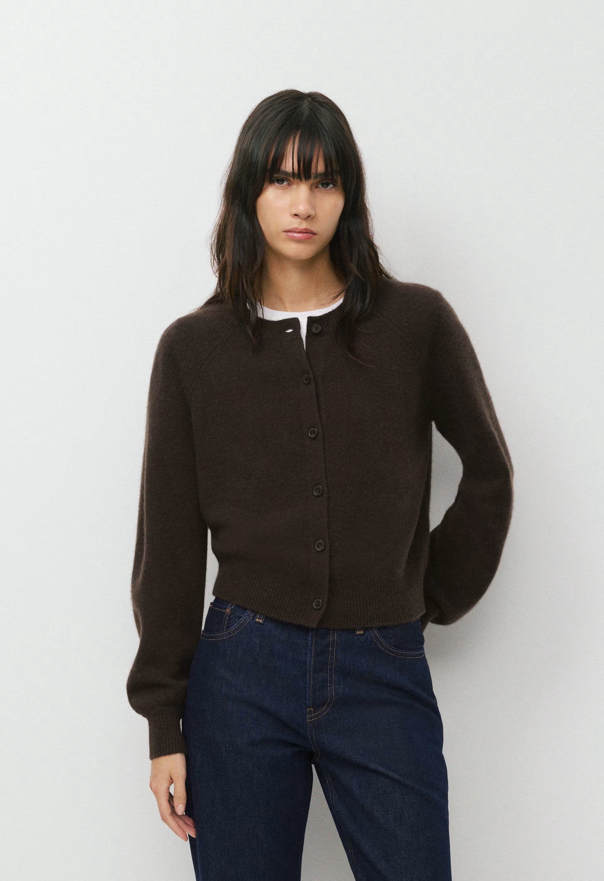 Essential Wool Cashmere London Cardigan - CACAO NIB BROWN