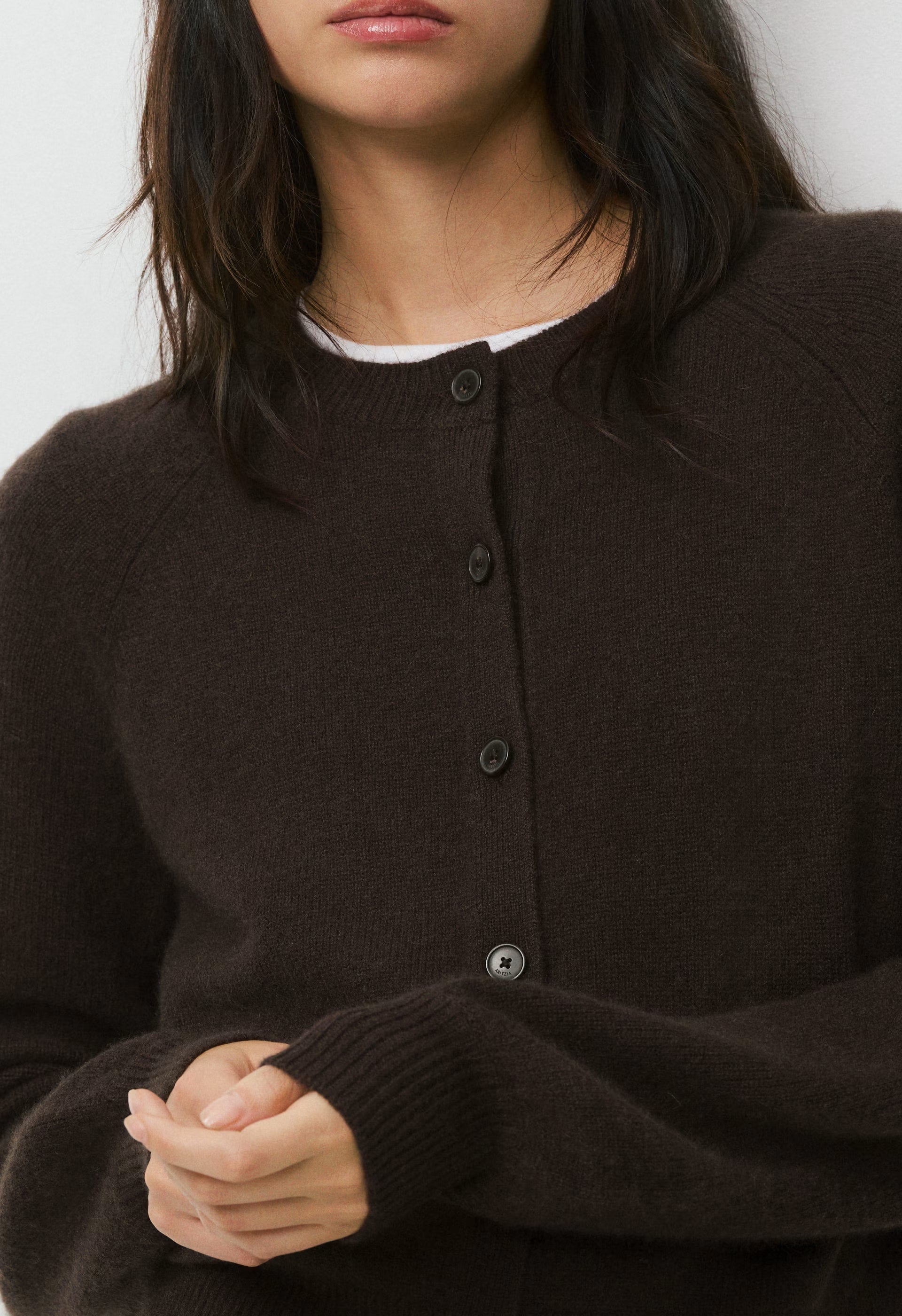 Essential Wool Cashmere London Cardigan - CACAO NIB BROWN