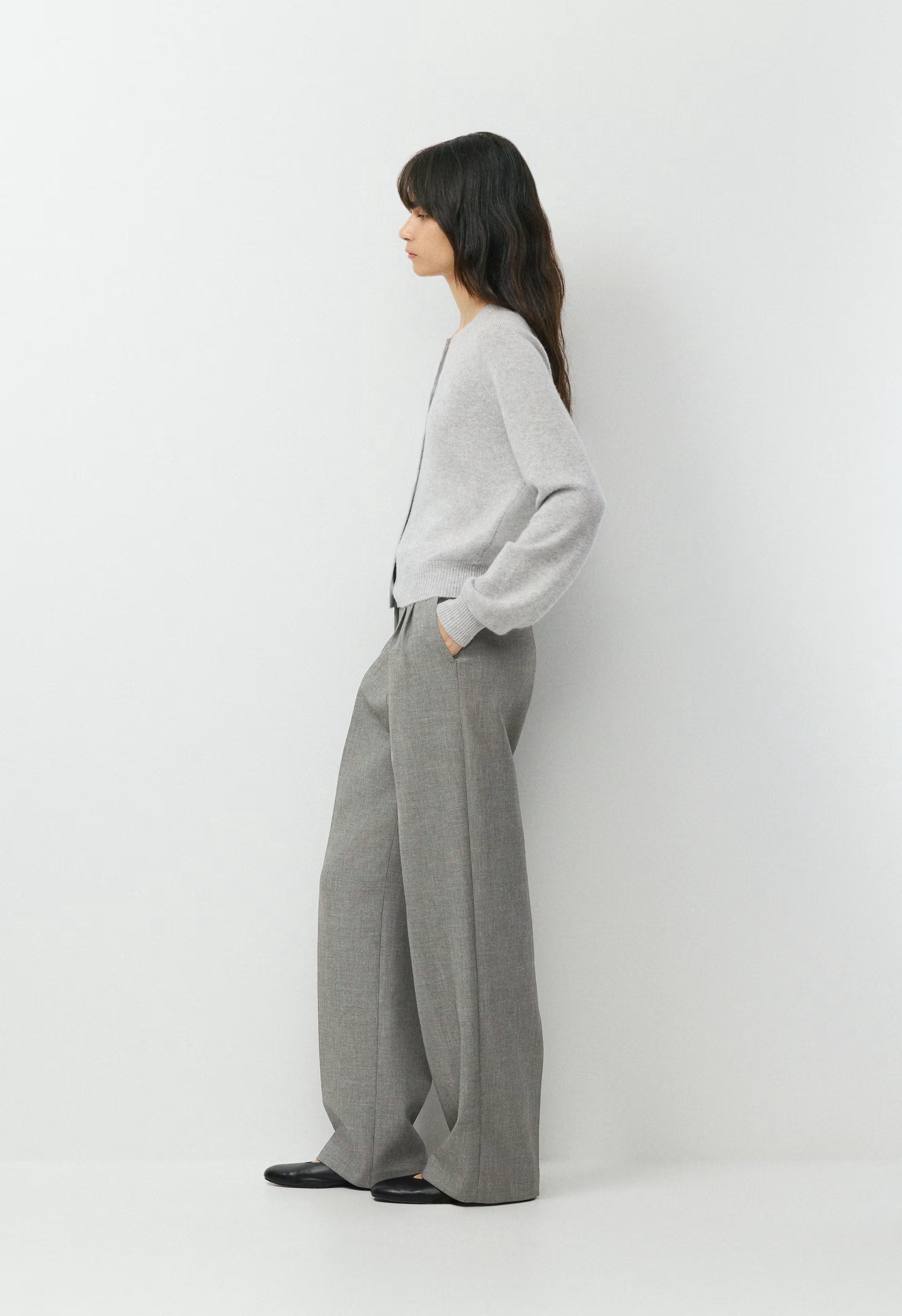 Essential Wool Cashmere London Cardigan - HEATHER CHROME