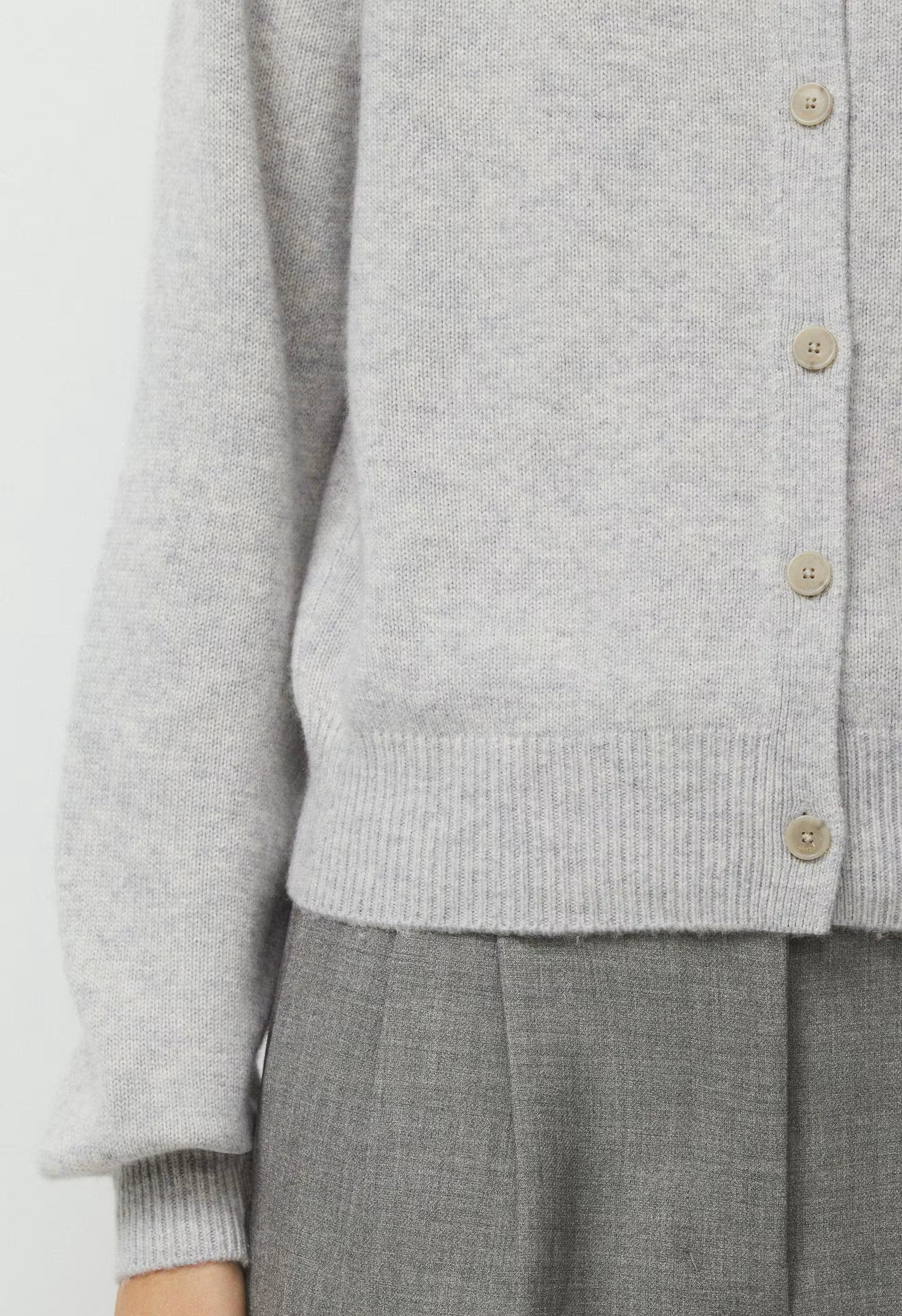 Essential Wool Cashmere London Cardigan - HEATHER CHROME