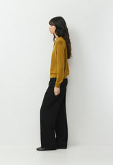 Bare Merino Wool Aspect Polo Sweater - SHERRY OCHRE