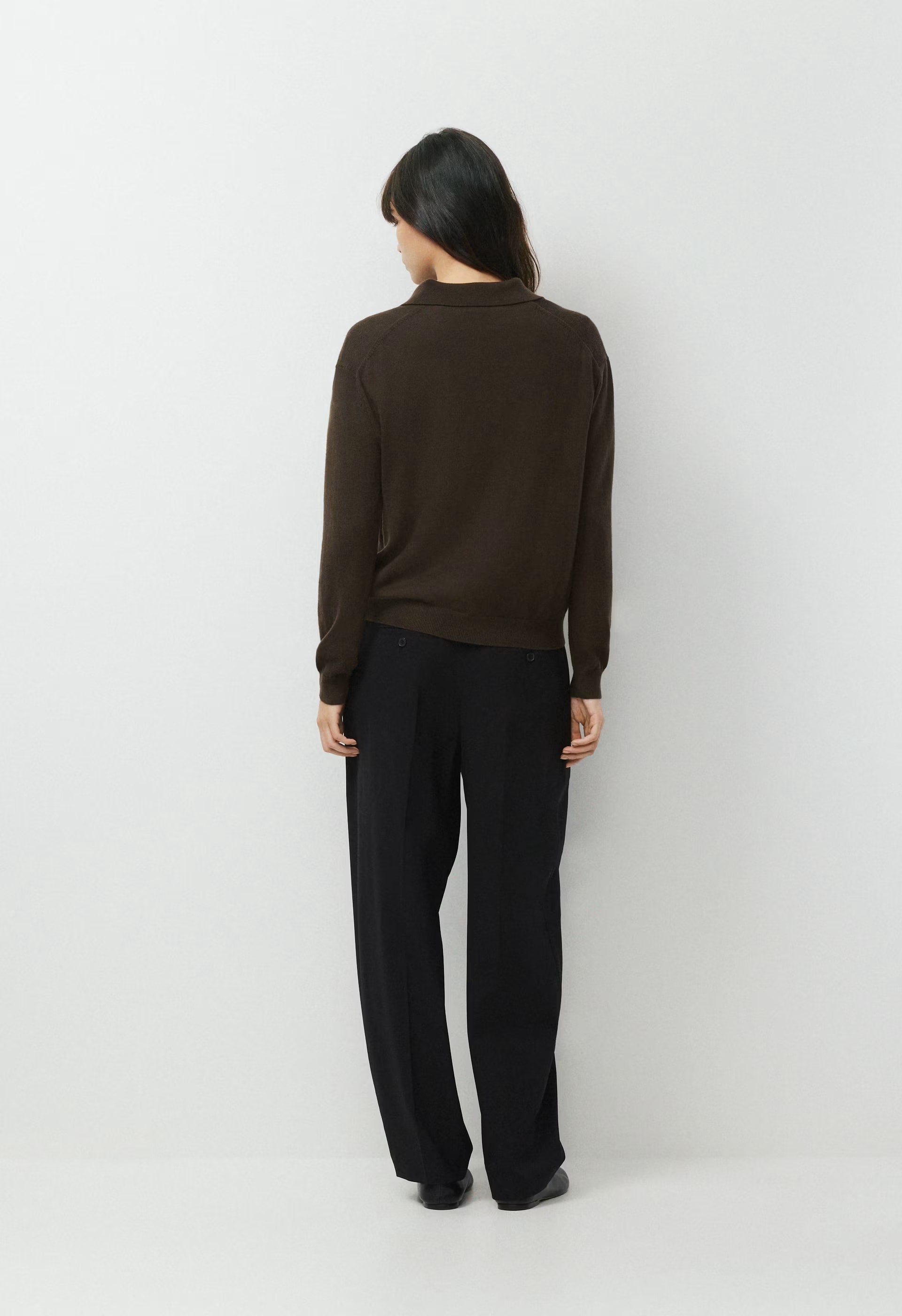 Bare Merino Wool Aspect Polo Sweater - CACAO NIB BROWN