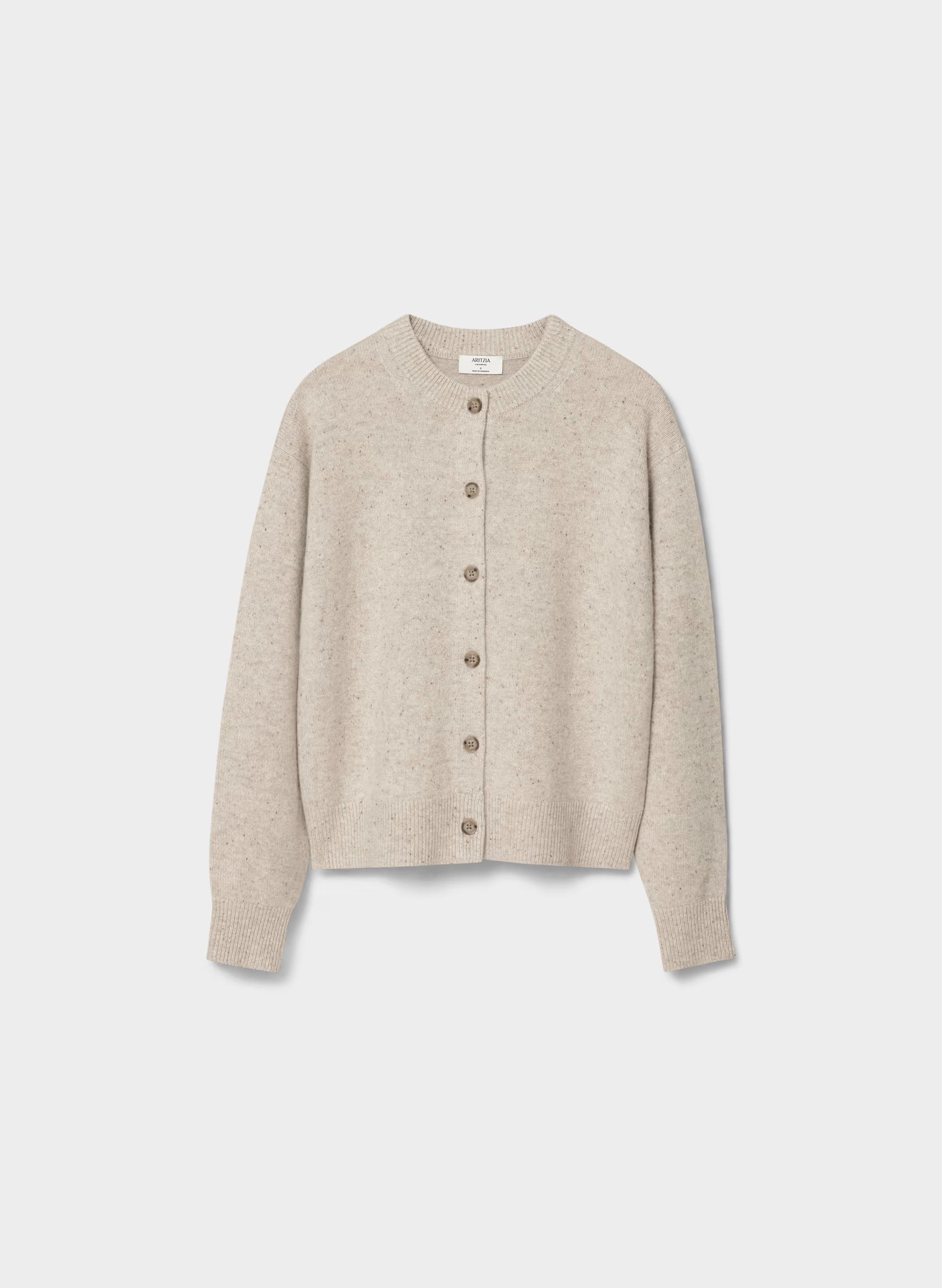 Essential Cashmere Acclaim Cardigan - SPECKLED MRCN BEIGE