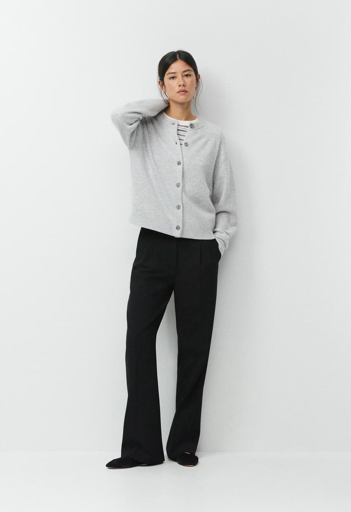 Essential Cashmere Acclaim Cardigan - HEATHER CHROME