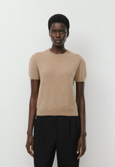 Bare Cashmere Bloor Shortsleeve Sweater - HEATHER NOMAD TAUPE