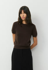 Bare Cashmere Bloor Shortsleeve Sweater - CACAO NIB BROWN