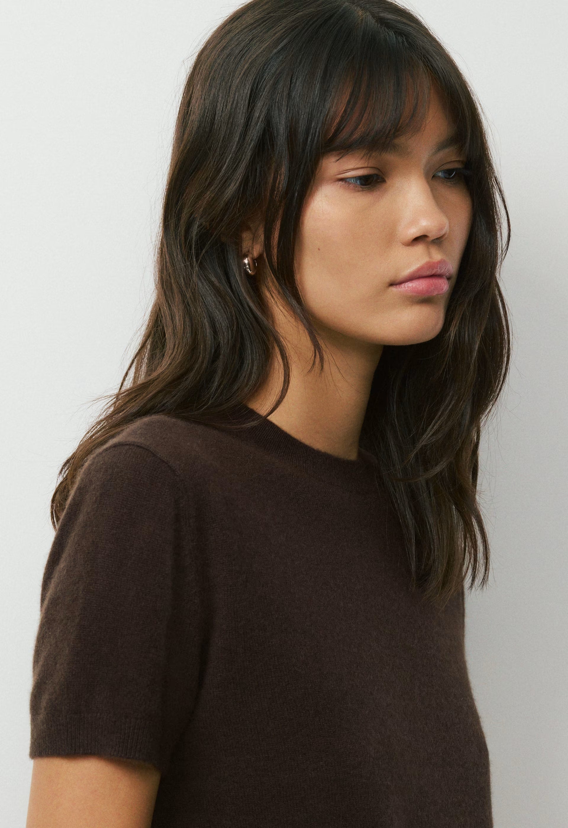 Bare Cashmere Bloor Shortsleeve Sweater - CACAO NIB BROWN