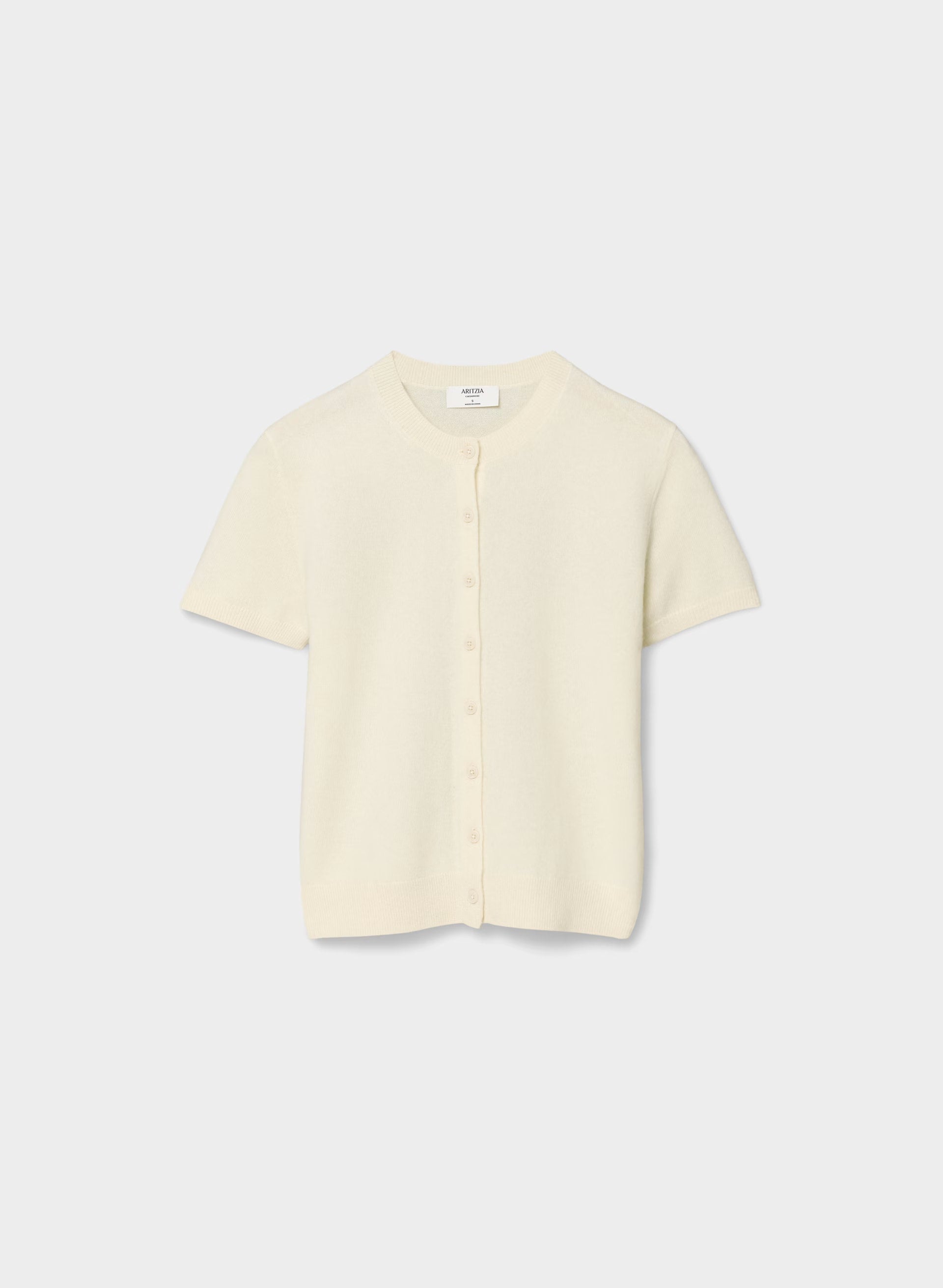 Bare Cashmere Noteworthy Shortsleeve Cardigan - SEASIDE CREAM