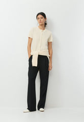 Bare Cashmere Noteworthy Shortsleeve Cardigan - SEASIDE CREAM