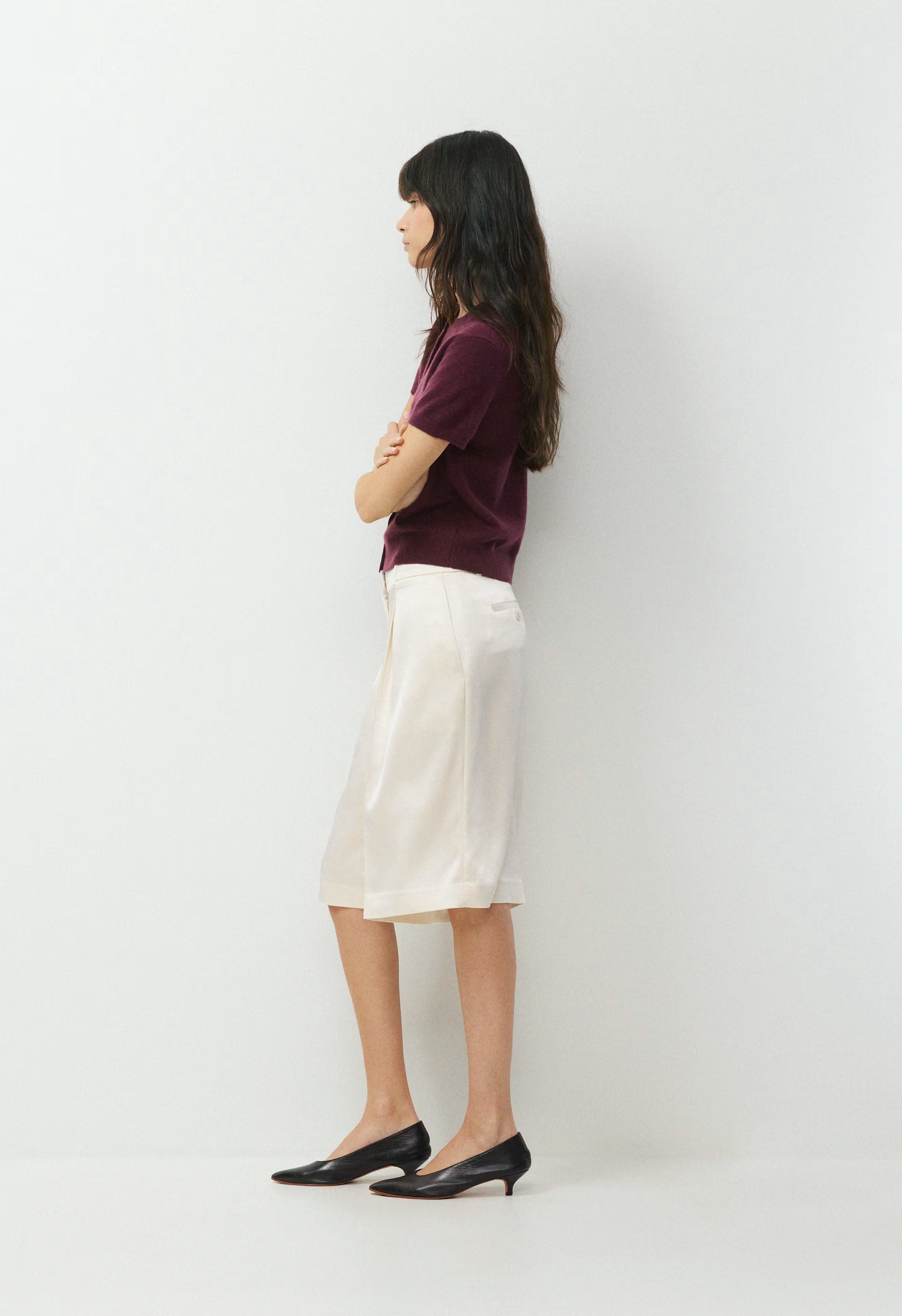 Bare Cashmere Noteworthy Shortsleeve Cardigan - GALA PLUM