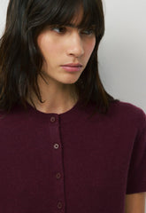 Bare Cashmere Noteworthy Shortsleeve Cardigan - GALA PLUM