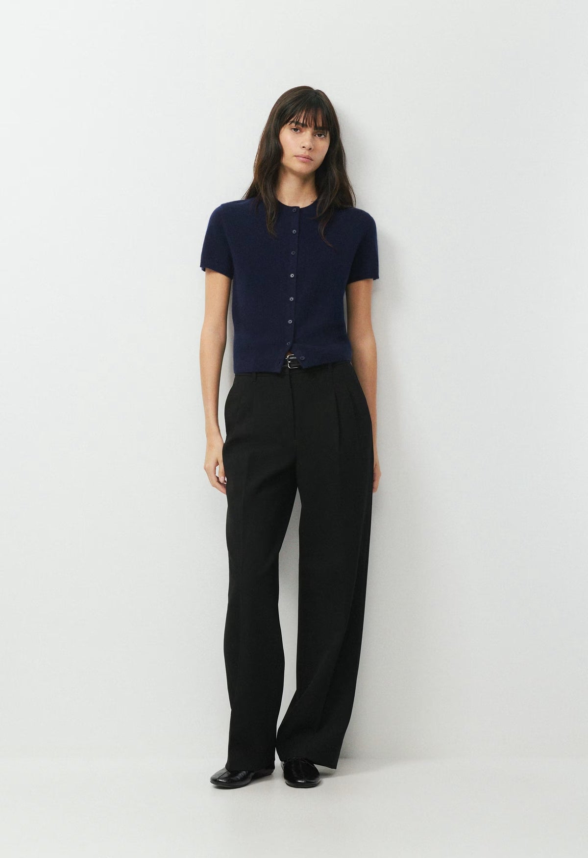 Bare Cashmere Noteworthy Shortsleeve Cardigan - ADMIRAL NAVY