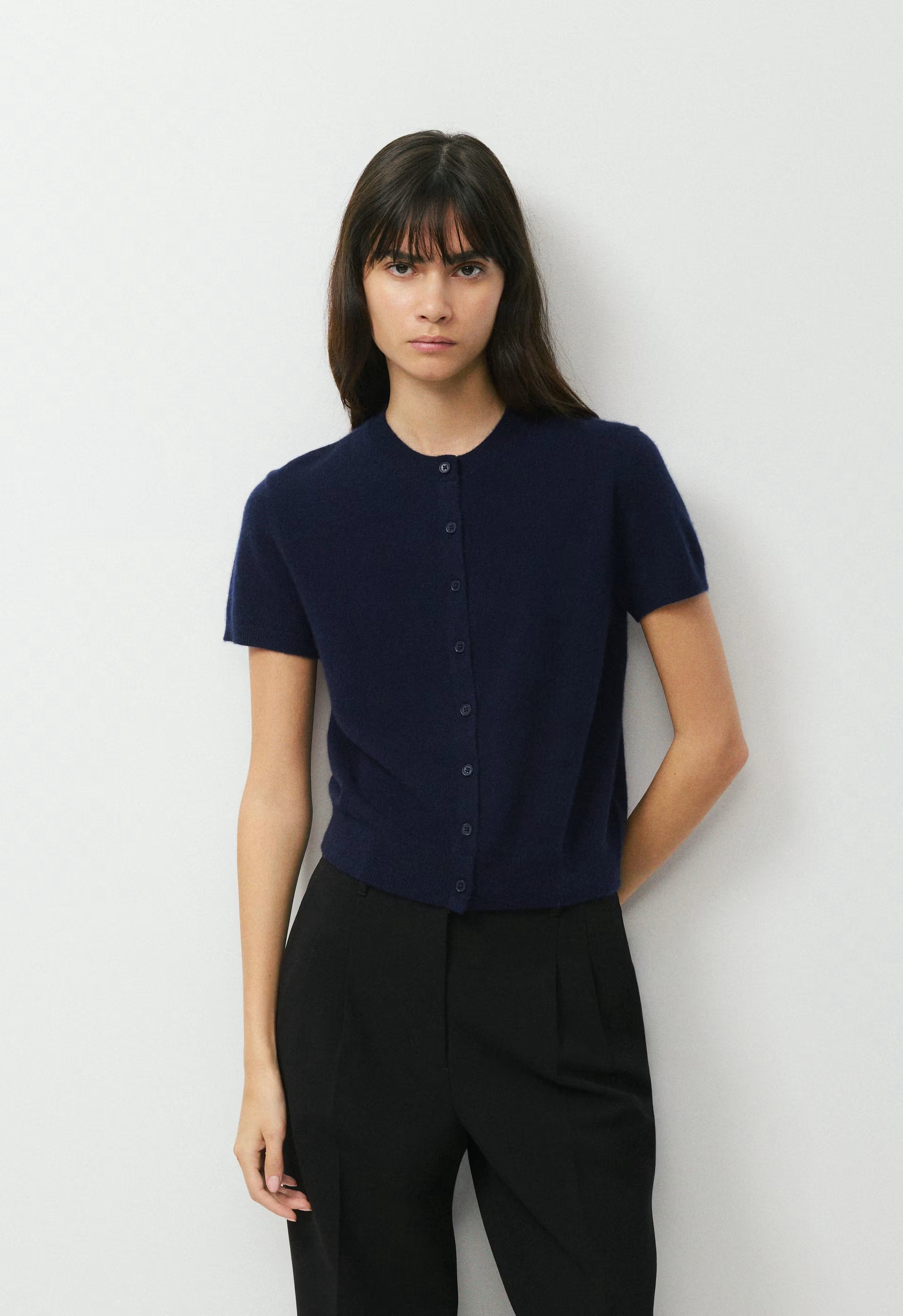 Bare Cashmere Noteworthy Shortsleeve Cardigan - ADMIRAL NAVY