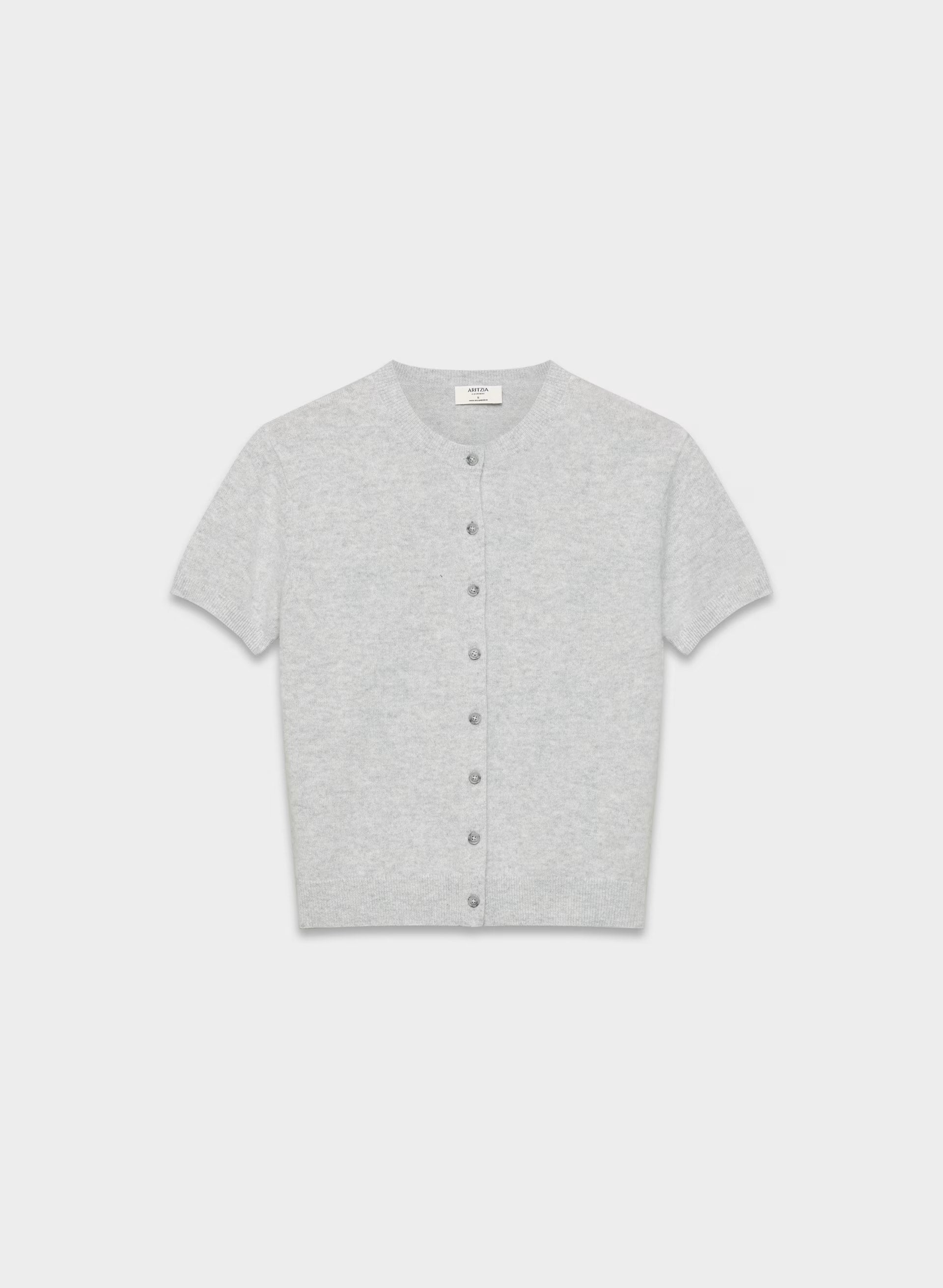 Bare Cashmere Noteworthy Shortsleeve Cardigan - HEATHER CHROME