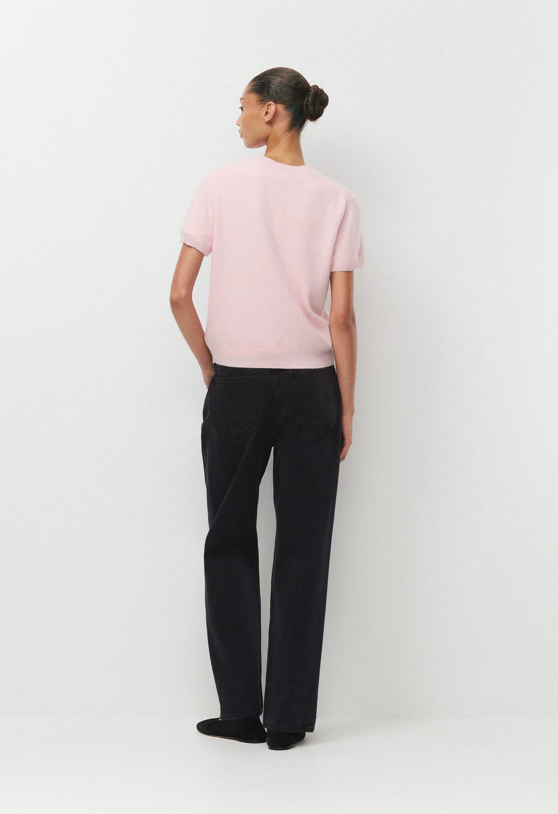 Bare Cashmere Noteworthy Shortsleeve Cardigan - MAGNOLIA