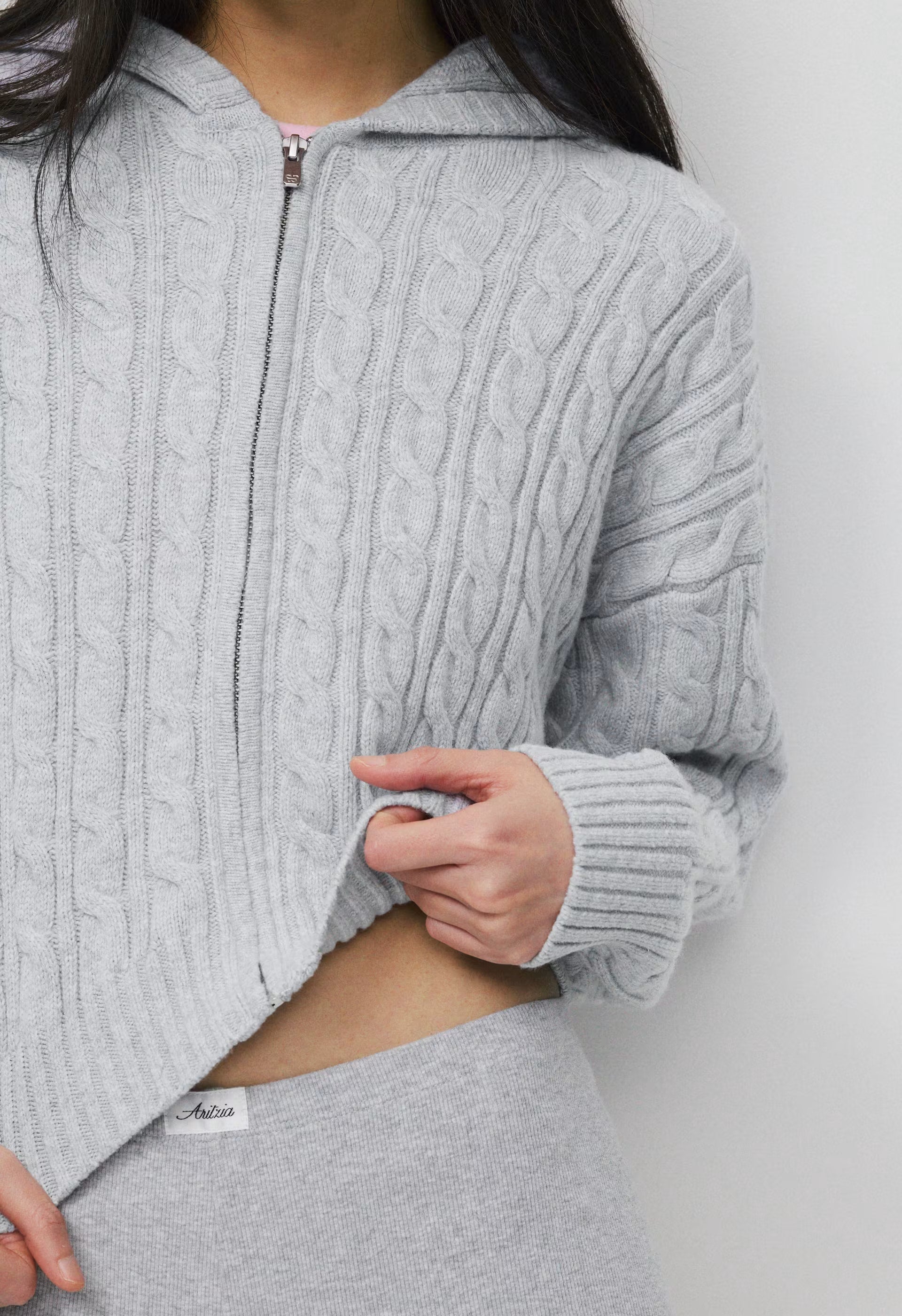Octavia Zip Hoodie - HEATHER CHROME