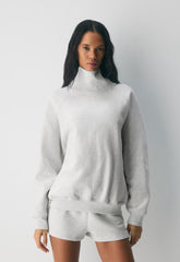 Cozy Sweatfleece Mega Raglan™ Funnel Neck - HEATHER CLOUD WHITE