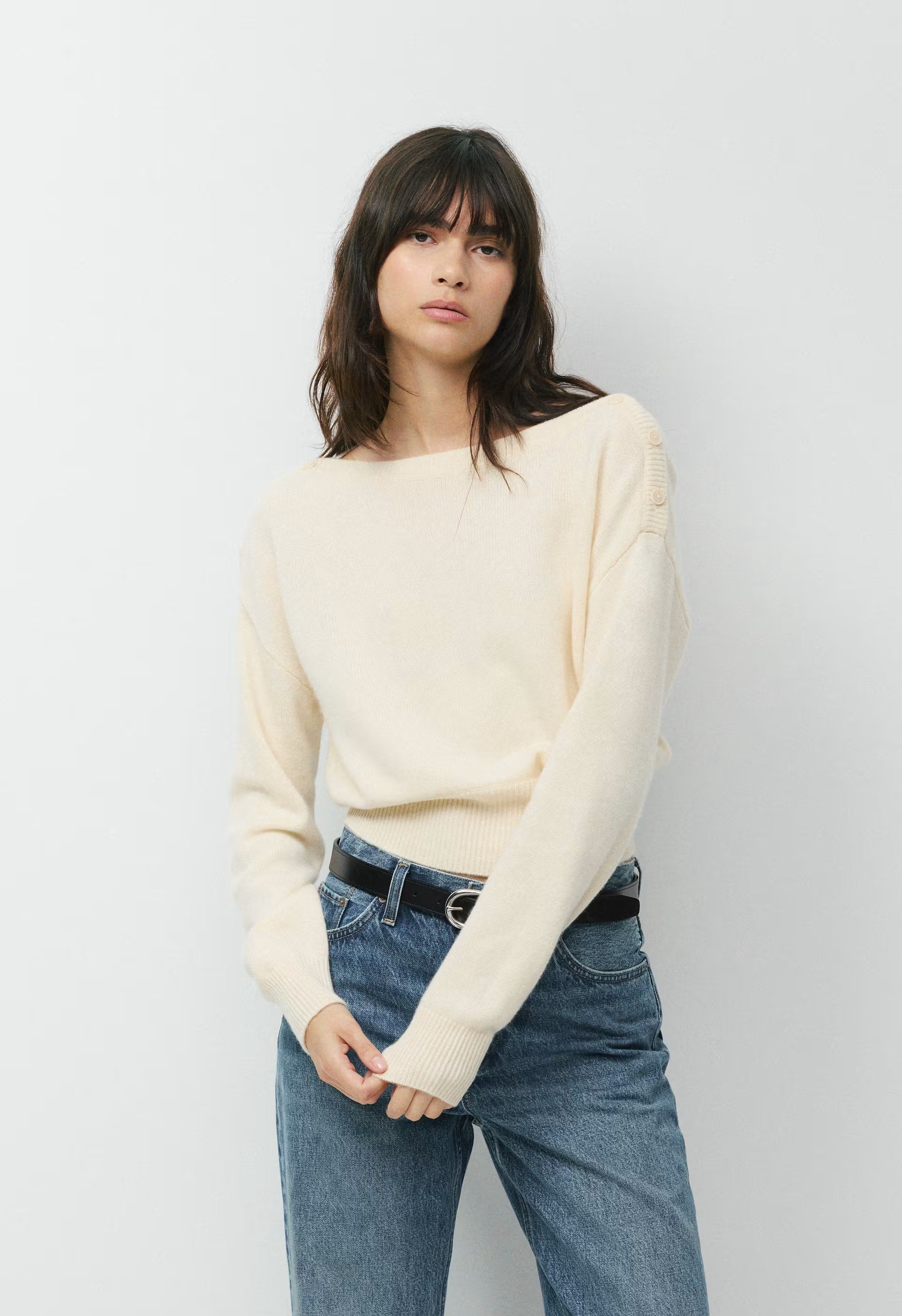 Essential Wool Cashmere Gable Sweater - SEASIDE CREAM