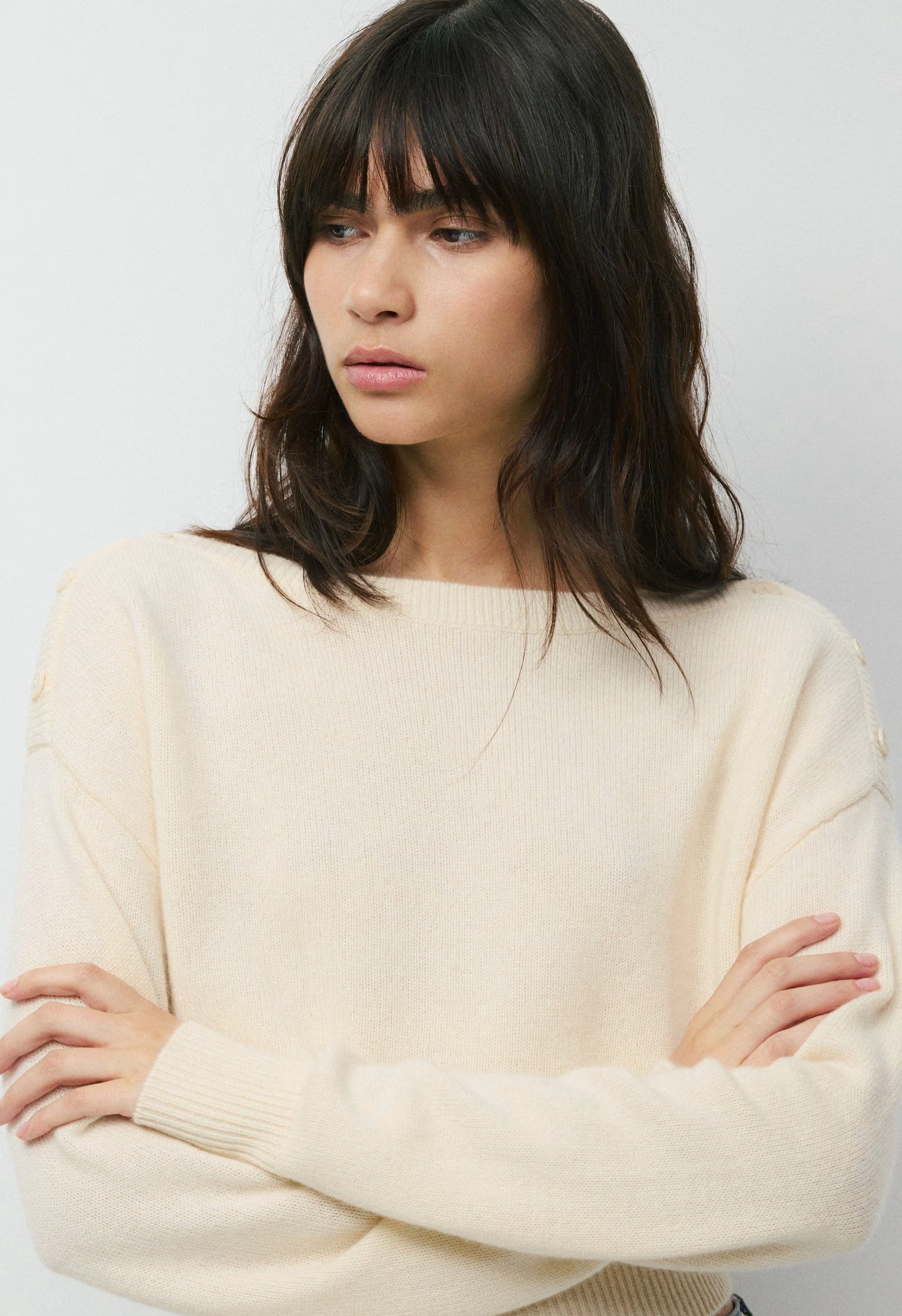 Essential Wool Cashmere Gable Sweater - SEASIDE CREAM