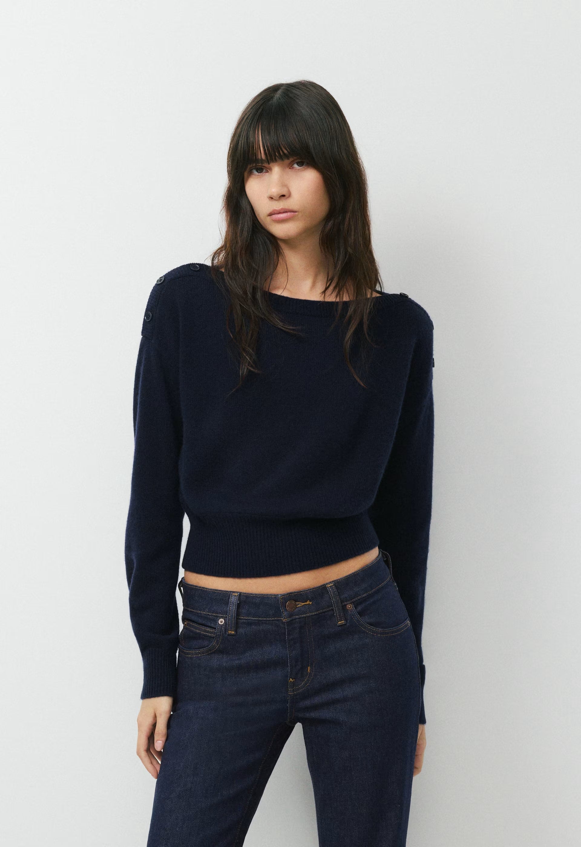 Essential Wool Cashmere Gable Sweater - ADMIRAL NAVY