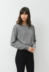 Essential Wool Cashmere Gable Sweater - HEATHER DARK GREY