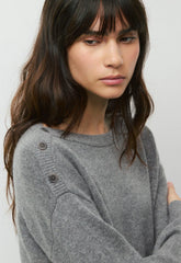 Essential Wool Cashmere Gable Sweater - HEATHER DARK GREY